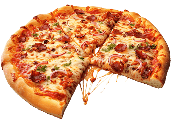 View of a sliced pizza